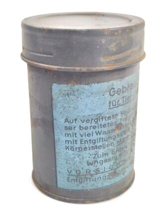 Tier Entgiftungsbüchse 42 der Wehrmacht. Grob gereinigter Speicherfund, datiert 1944