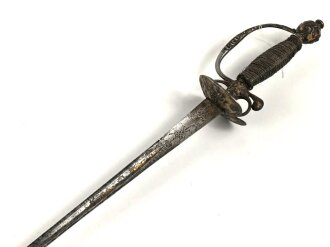 Antiker Degen, wohl um 1700, Eisen, Gesamtlänge etwa 97cm, genaues Alter und Herkunft unbekannt