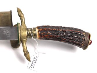 Deutschland nach 1945, Hirschfänger von Eickhorn Solingen. Beidseitig geäzte Klinge mit Widmung von 1961.