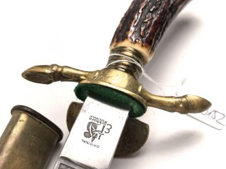 Deutschland nach 1945, Hirschfänger von Eickhorn Solingen. Beidseitig geäzte Klinge mit Widmung von 1961.