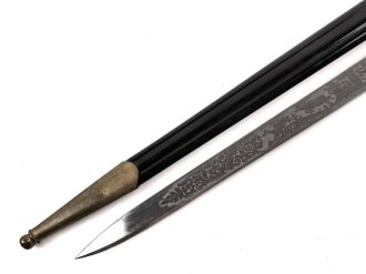 Deutschland nach 1945, Hirschfänger von Eickhorn Solingen. Beidseitig geäzte Klinge mit Widmung von 1961.