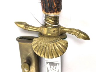 Deutschland nach 1945, Hirschfänger von Eickhorn Solingen. Beidseitig geäzte Klinge mit Widmung von 1961.