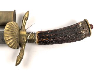 Deutschland nach 1945, Hirschfänger von Eickhorn Solingen. Beidseitig geäzte Klinge mit Widmung von 1961.