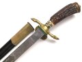 Deutschland nach 1945, Hirschfänger von Eickhorn Solingen. Beidseitig geäzte Klinge mit Widmung von 1961.