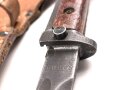 Tschechoslowakei, Bajonett Bodak VZ 1958 in Lederscheide. Gebraucht