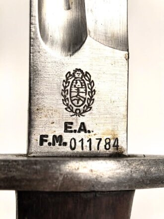 Argentinien, Seitengewehr  Modell 1909, für Mauser Gewehr M 1909 . Guter Zustand, Nummerngleiches Stück