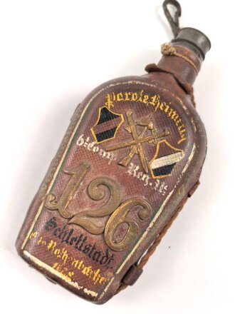 Kaiserreich, Lederummantelte Reservistenflasche eines...