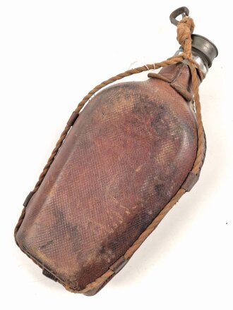 Kaiserreich, Lederummantelte Reservistenflasche eines Angehörigen im Infanterie Regiment 126 Schlettstadt.