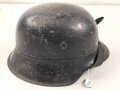 Stahlhelm Luftschutz, Hersteller Q64, Originallack, ungereinigtes Stück ohne emblem