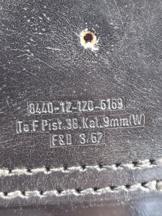 Bundeswehr, Pistolentasche 9mm Leder  P38, datiert 1967