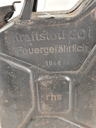 20 Liter Kraftstoff Kanister Wehrmacht, Hersteller rhs, datiert 1944. Leer, Originallack, ungereinigt, KEIN VERSAND NACH ÜBERSEE