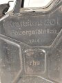 20 Liter Kraftstoff Kanister Wehrmacht, Hersteller rhs, datiert 1944. Leer, Originallack, ungereinigt, KEIN VERSAND NACH ÜBERSEE