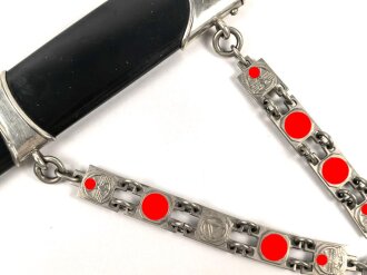 Scheide für einen NSKK Dienstdolch Modell 1936  " Kettendolch" Eiserne Scheide mund Kettenglieder. Guter Gesamtzustand, ungereinigtes Stück vom Hersteller M5/8 Assmann