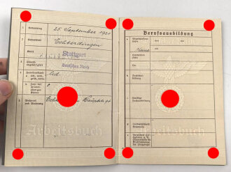 Arbeitsbuch eines Bankangestellten Lehrlings aus Echterdingen, datiert 1938