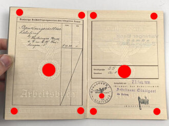 Arbeitsbuch eines Bankangestellten Lehrlings aus Echterdingen, datiert 1938