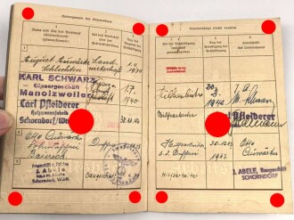 Arbeitsbuch eines Hilfsarbeiters aus Waiblingen, war mal feucht