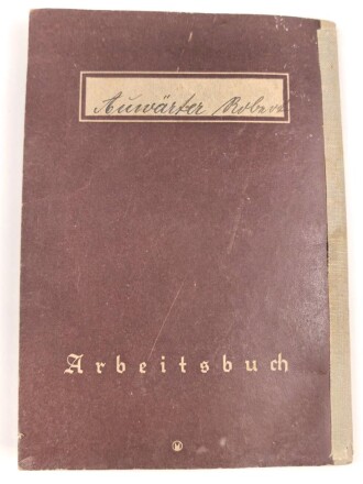 Arbeitsbuch eines Hilfsarbeiters aus Waiblingen, war mal feucht