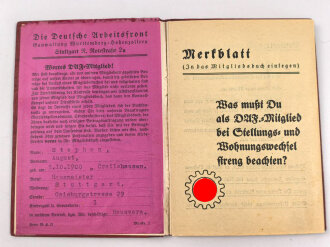 Deutsche Arbeitsfront Mitgliedsbuch eines...