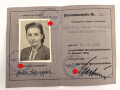 Württembergisches Wirtschaftsministerium Suttgart "Dienstausweis" einer Kanzleiangestellten, datiert 1944