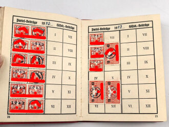 NSDAP Mitgliedsbuch einer Frau aus Ludwigsburg. Ausgestellt 1936, Mitgliedsbeiträge von 1935 bis 1944