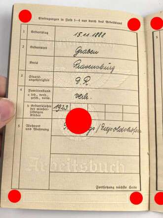 Arbeitsbuch einer Bäuerin aus Riedlings, datiert 1939