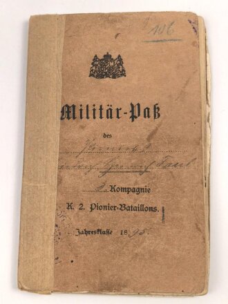 Bayern, Militärpaß für einen 1895 beim...