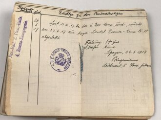 Bayern, Militärpaß für einen 1895 beim Pionier Bataillon 2 eingetretenen Pirmasenser. Im 1. Weltkrieg bei der 1.Landwehr Pionier Kompanie an den Stellungskämpfen in Lothringen teilgenommen.