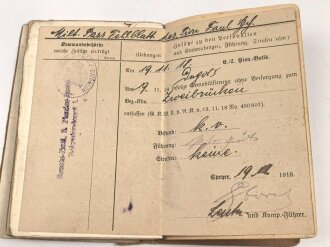 Bayern, Militärpaß für einen 1895 beim Pionier Bataillon 2 eingetretenen Pirmasenser. Im 1. Weltkrieg bei der 1.Landwehr Pionier Kompanie an den Stellungskämpfen in Lothringen teilgenommen.