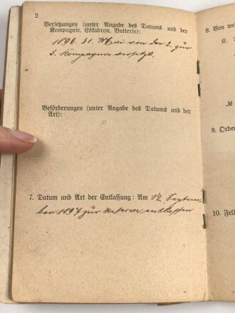 Bayern, Militärpaß für einen 1895 beim Pionier Bataillon 2 eingetretenen Pirmasenser. Im 1. Weltkrieg bei der 1.Landwehr Pionier Kompanie an den Stellungskämpfen in Lothringen teilgenommen.