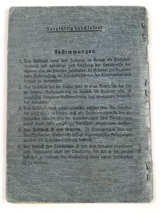 Soldbuch Luftwaffe, ausgestellt 25.8.1939 bei Stabskompanie Luftpark Eschwege.