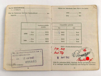 Soldbuch Luftwaffe, ausgestellt 25.8.1939 bei Stabskompanie Luftpark Eschwege.