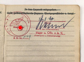 Soldbuch Luftwaffe, ausgestellt 25.8.1939 bei Stabskompanie Luftpark Eschwege.