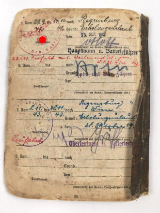 Soldbuch Heer, ausgestellt am 7.8.1939 bei Artillerie Regiment 10.