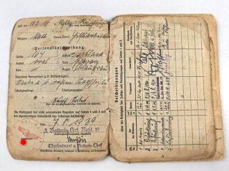 Soldbuch Heer, ausgestellt am 7.8.1939 bei Artillerie Regiment 10.