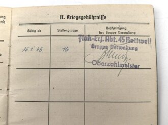 Soldbuch Luftwaffe, ausgestellt am 18.1.1945 bei Flakersatzabteilung 45 Rottweil.