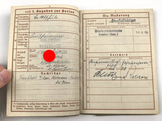 Wehrpaß Heer, eingestellt am 5.2.1941 bei leichte Artillerie Ersatz Abteilung 15 Frankfurt Bonames.