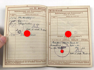 Wehrpaß Heer, eingestellt am 5.2.1941 bei leichte Artillerie Ersatz Abteilung 15 Frankfurt Bonames.