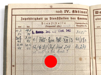 Wehrpaß Heer, eingestellt am 10.2.41 bei Infanterie Ersatz Btl. 342 Bayreuth.