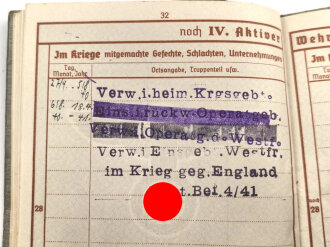 Wehrpaß Luftwaffe, eingestellt am 27.4.1940 bei Luftwaffe Bau Btl. 7.
