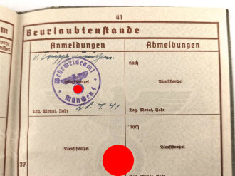 Wehrpaß Luftwaffe, eingestellt am 27.4.1940 bei Luftwaffe Bau Btl. 7.