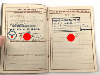 Wehrpaß Luftwaffe,  eingestellt am 15.10.40 bei Flak Ersatz Abteilung 38 Linz.