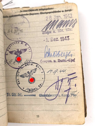 Soldbuch Heer, ausgestellt am 9.10.1939 bei Artillerie Regiment 212.