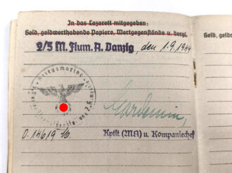 Soldbuch Kriegsmarine, ausgestellt am 1.8.1941 bei Flugmeldereserve Kompanie Gotenhafen.