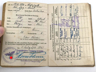 Soldbuch Kriegsmarine, ausgestellt am 1.8.1941 bei Flugmeldereserve Kompanie Gotenhafen.