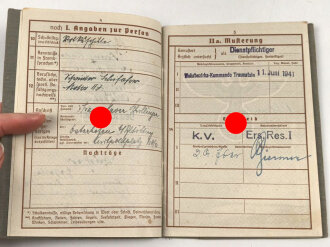 Wehrpaß Heer, eingestellt am 14.4.42 bei Gebirgsjäger Ersatz Btl. 100 Bad Reichenhall.