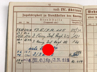 Wehrpaß Heer, eingestellt am 5.9.38 bei Infanterie Regiment 115.
