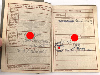 Wehrpaß Heer, Zweitschrift. Eingestellt am 26.8.39 bei Feld Artillerie Regiment 4.