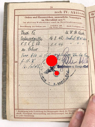 Wehrpaß Heer, Zweitschrift. Eingestellt am 26.8.39 bei Feld Artillerie Regiment 4.