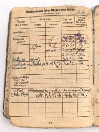 Soldbuch Heer, ausgestellt im Felde am 13.11.1942 bei Grenadier Regiment 422.