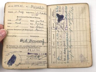 Soldbuch Heer, ausgestellt am 29.7.1943 bei Grenadier Ersatz Btl. 444